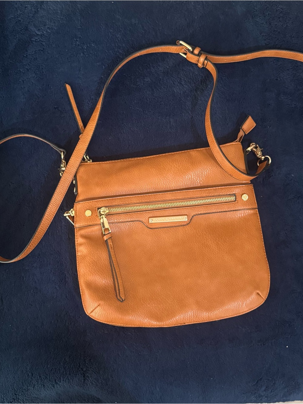 Poppy and peonies Leather Crossbody Bag - Cognac Brown